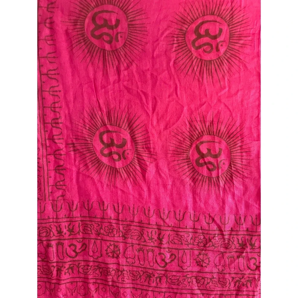 Magenta Pink Om Symbol Rayon Scarf Sunburst Print India World Market
